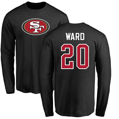Men San Francisco 49ers Black Jimmie Ward Name and Number Logo #20 Long Sleeve NFL T Shirt